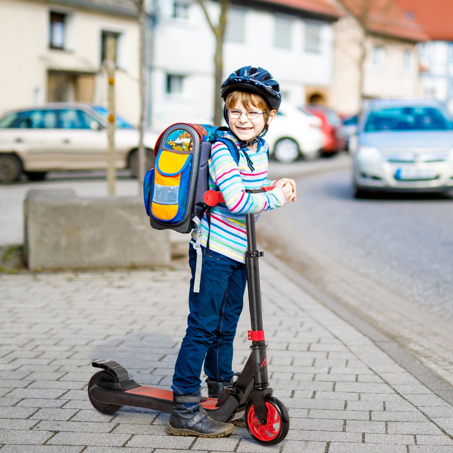 HOMCOM Folding Electric Scooter E Scooter, 120W, with Rear Wheel Brake, 8km/h Maximum Speed, for Ages 6+ Years Old in Red-8