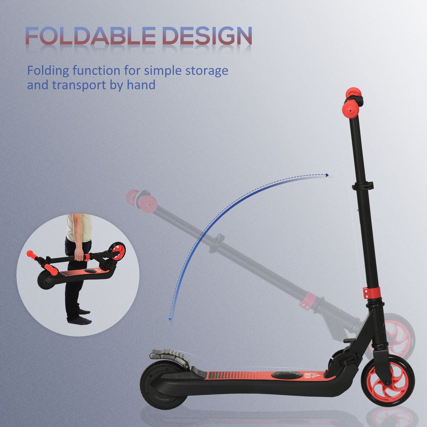 HOMCOM Folding Electric Scooter E Scooter, 120W, with Rear Wheel Brake, 8km/h Maximum Speed, for Ages 6+ Years Old in Red-5