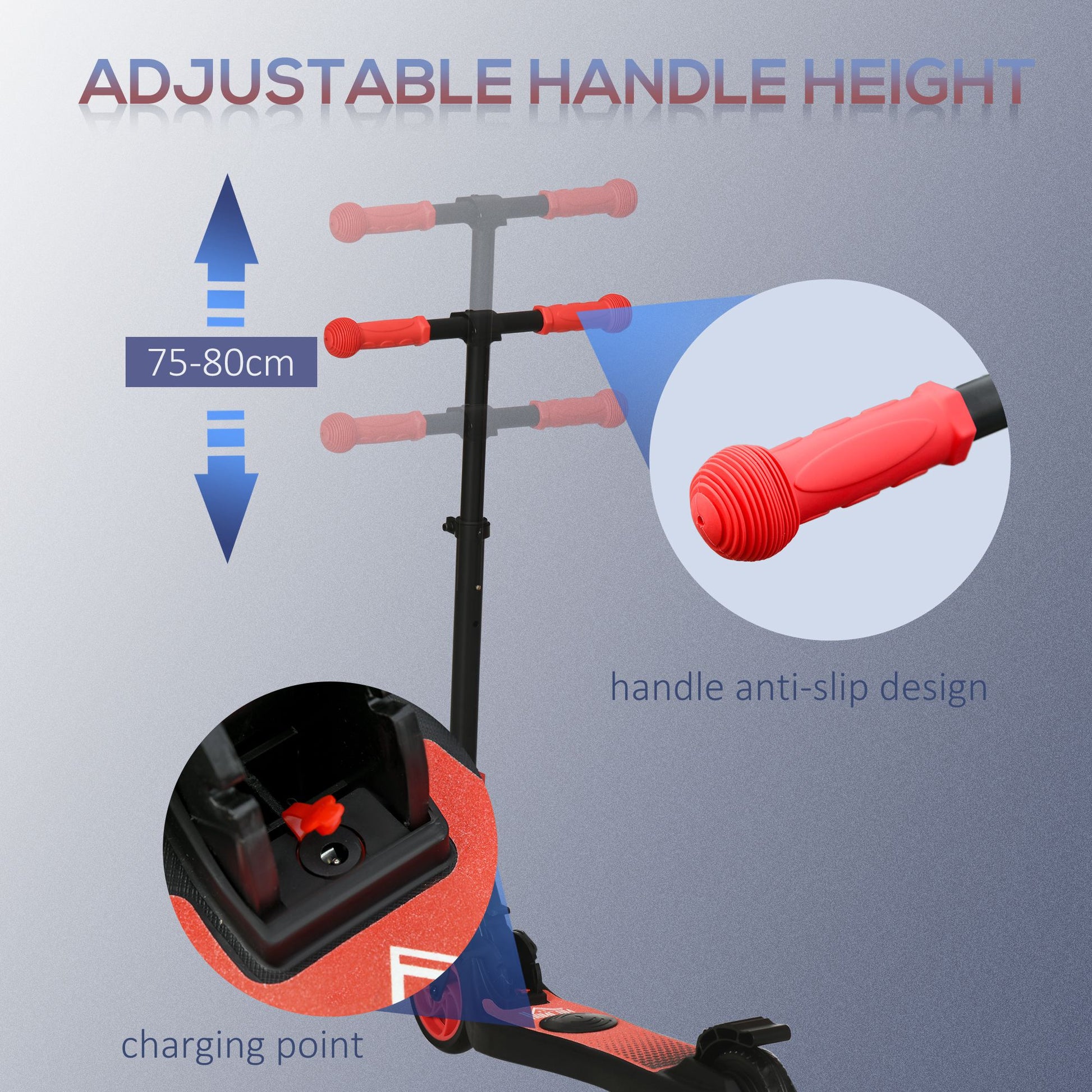HOMCOM Folding Electric Scooter E Scooter, 120W, with Rear Wheel Brake, 8km/h Maximum Speed, for Ages 6+ Years Old in Red-4