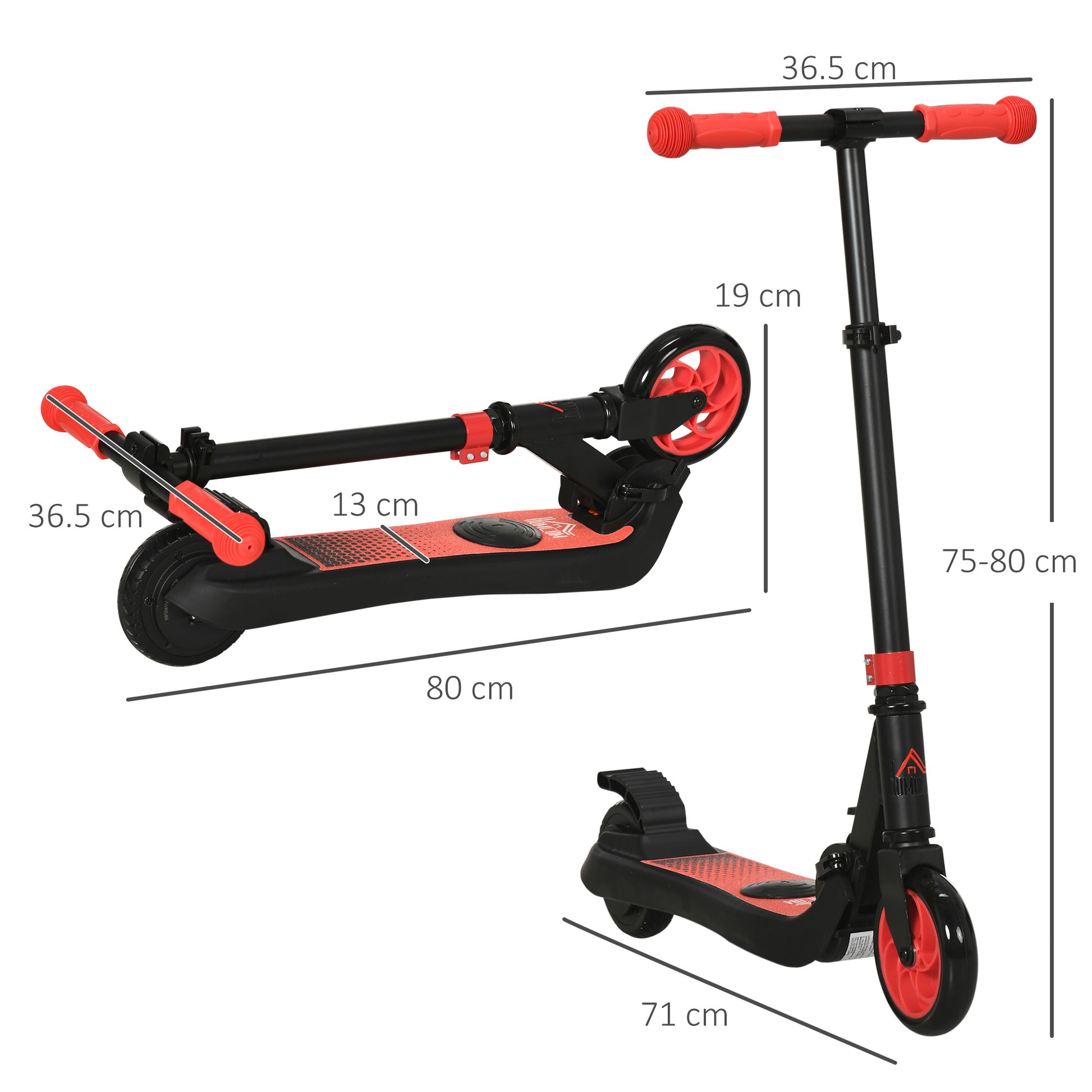 HOMCOM Folding Electric Scooter E Scooter, 120W, with Rear Wheel Brake, 8km/h Maximum Speed, for Ages 6+ Years Old in Red-1